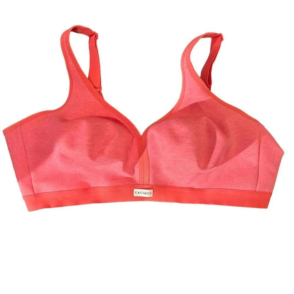 Cacique Light Support Seamless Wire-Free Coral Sports Bra Size 46DD - Picture 1 of 4